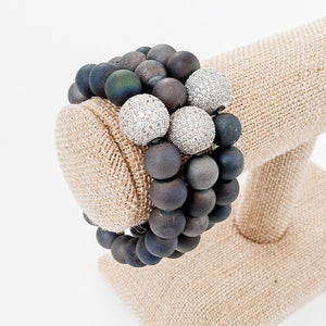 Gemstone Pave Ball Bracelets