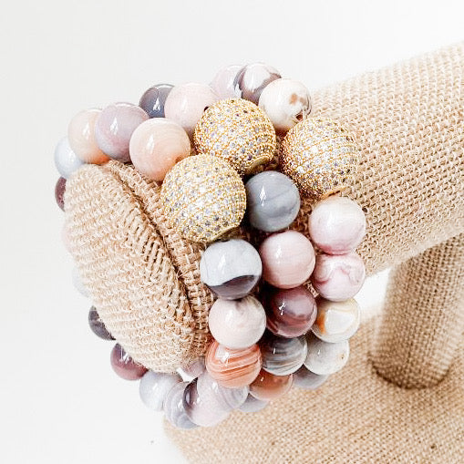 Gemstone Pave Ball Bracelets