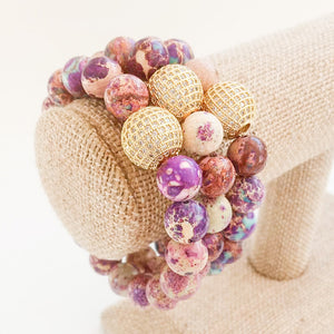 Gemstone Pave Ball Bracelets