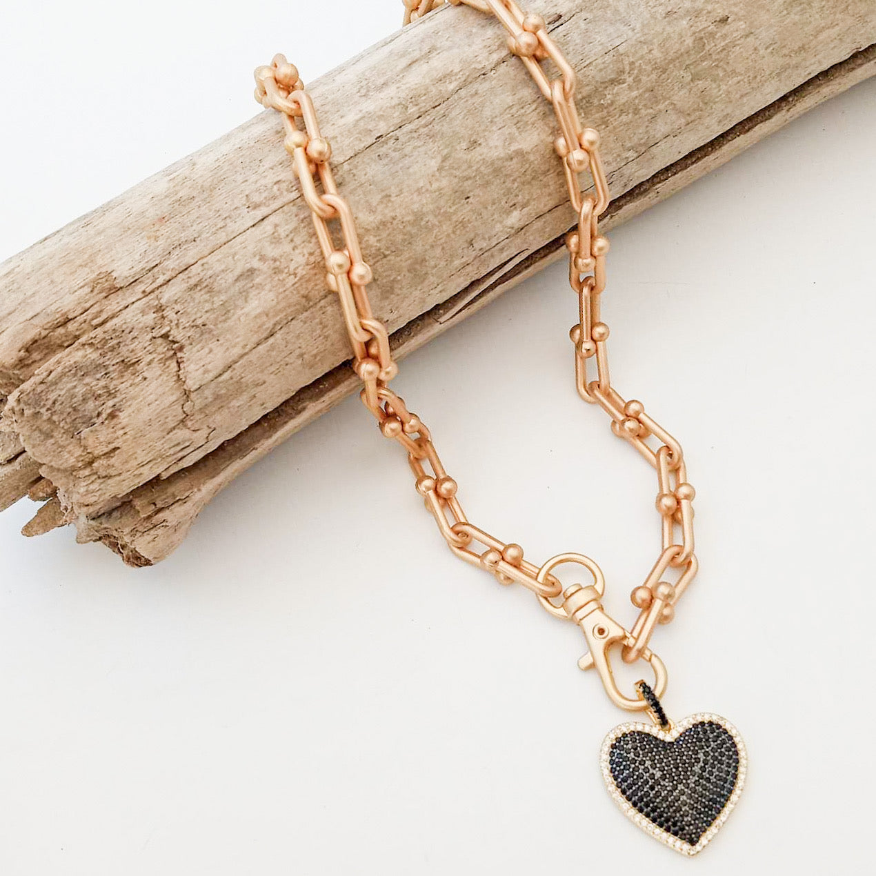 Mini Pave Heart On Horseshoe Chain