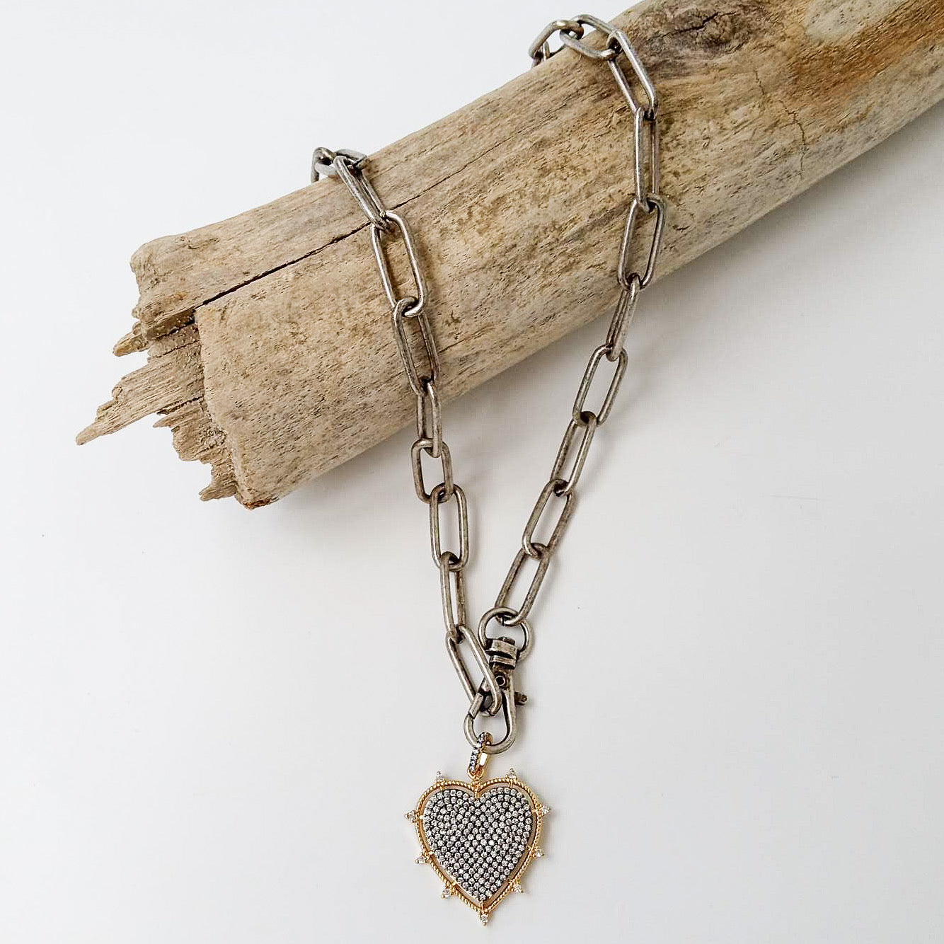 XL Studded Pave Heart