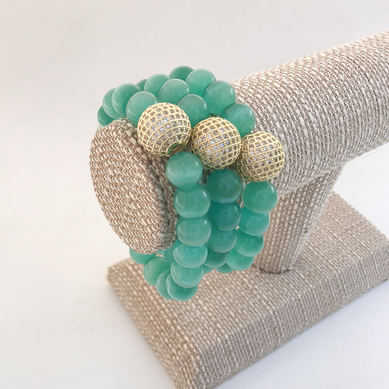 Gemstone Pave Ball Bracelets