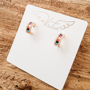 Rainbow CZ Hoops