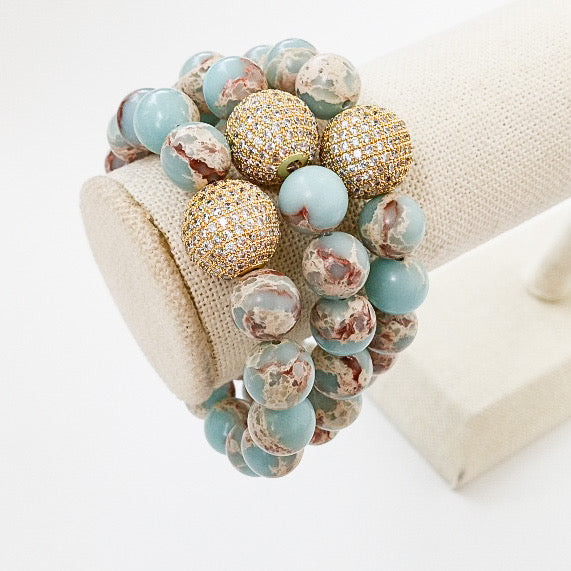 Gemstone Pave Ball Bracelets