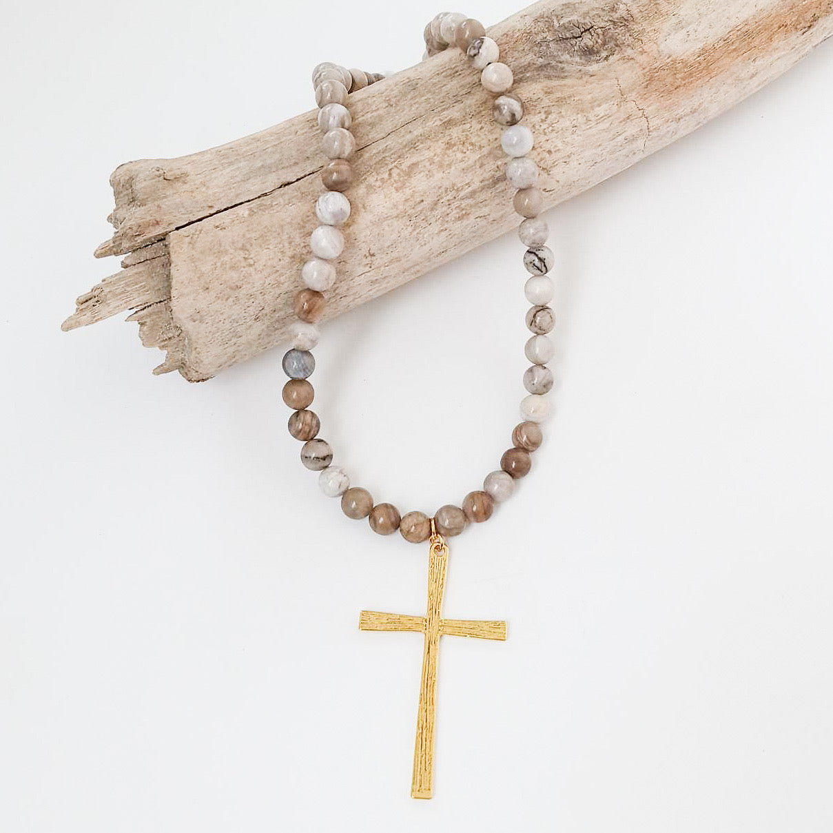 Beaded Cross Necklace 18”