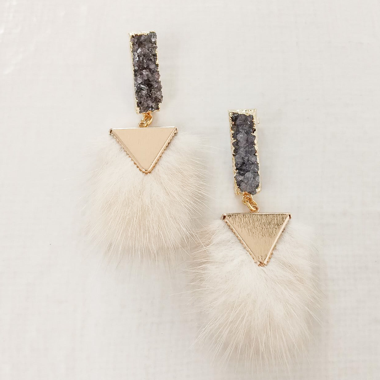 Druzy Stud Fur Drop