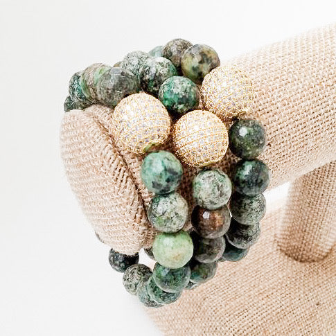 Gemstone Pave Ball Bracelets