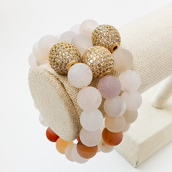 Gemstone Pave Ball Bracelets