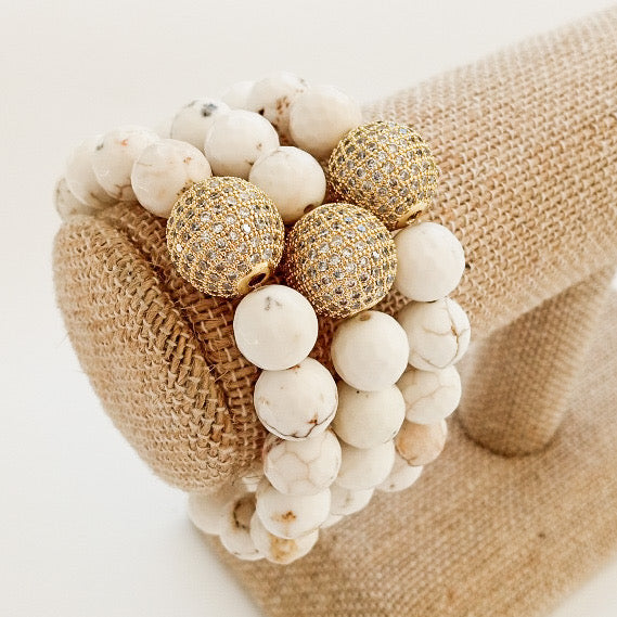 Gemstone Pave Ball Bracelets