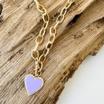 Etched Chain w/ Enamel Heart