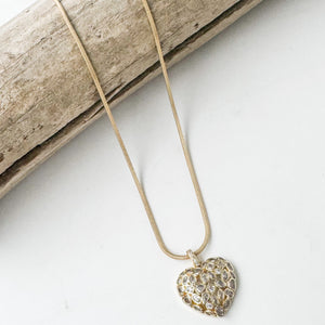 Pave Egg Heart on Square Snake Chain