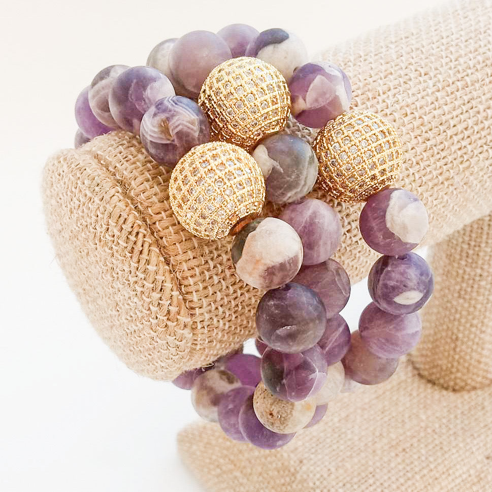 Gemstone Pave Ball Bracelets