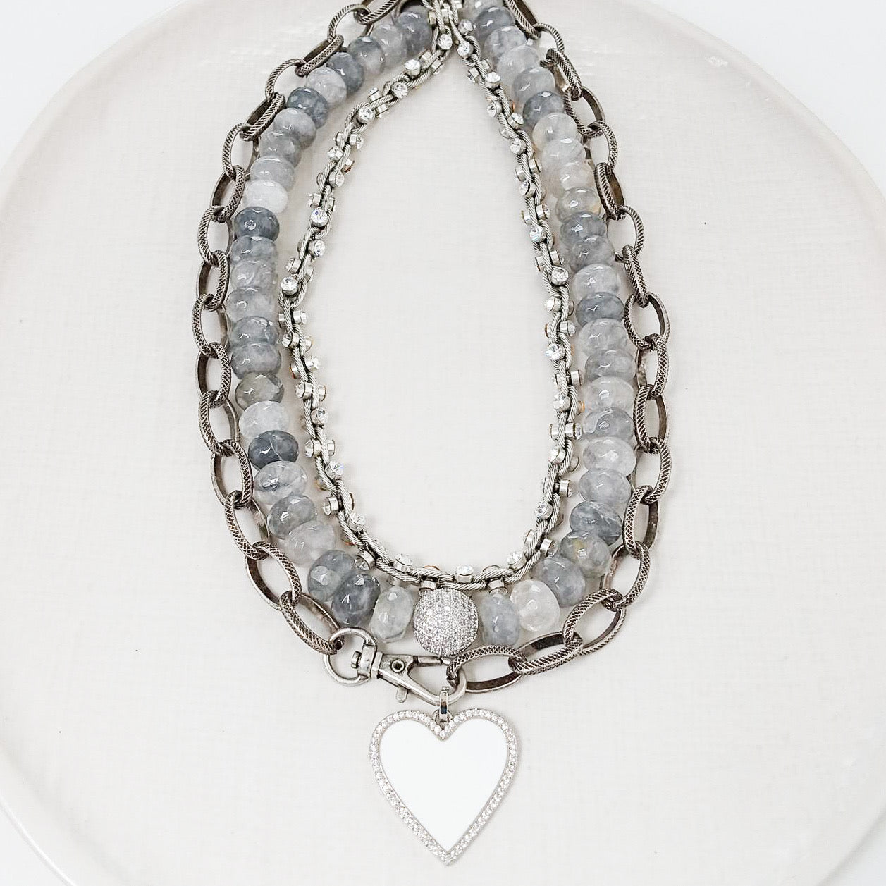 XL Rondelle Pave Ball Necklace