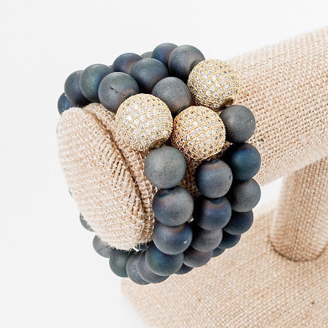 Gemstone Pave Ball Bracelets