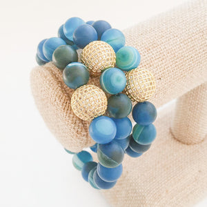 Gemstone Pave Ball Bracelets