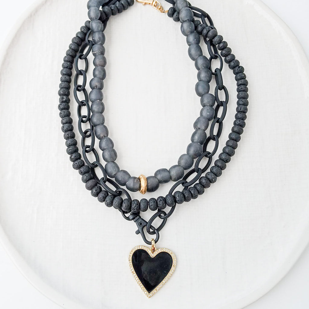 Etched Chain w/ Enamel Heart