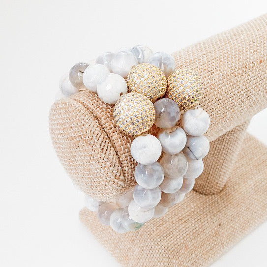 Gemstone Pave Ball Bracelets