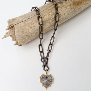 XL Studded Pave Heart