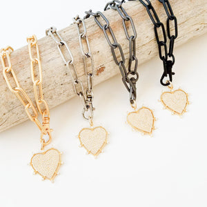 XL Studded Pave Heart