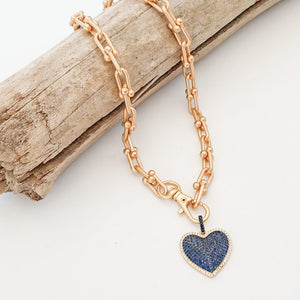 Mini Pave Heart On Horseshoe Chain