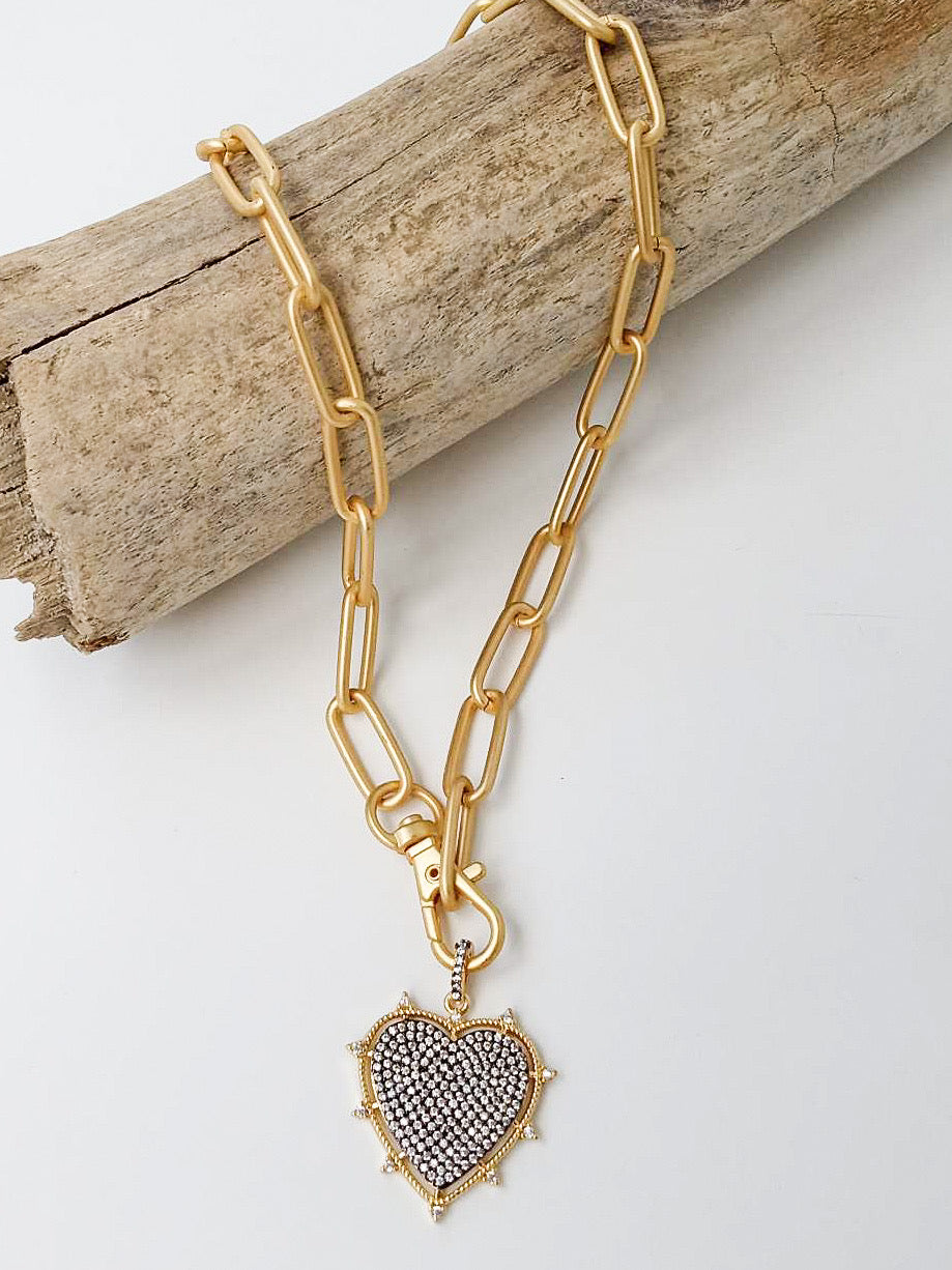 XL Studded Pave Heart