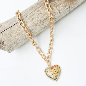 Rainbow Studded Heart on Cable 19”