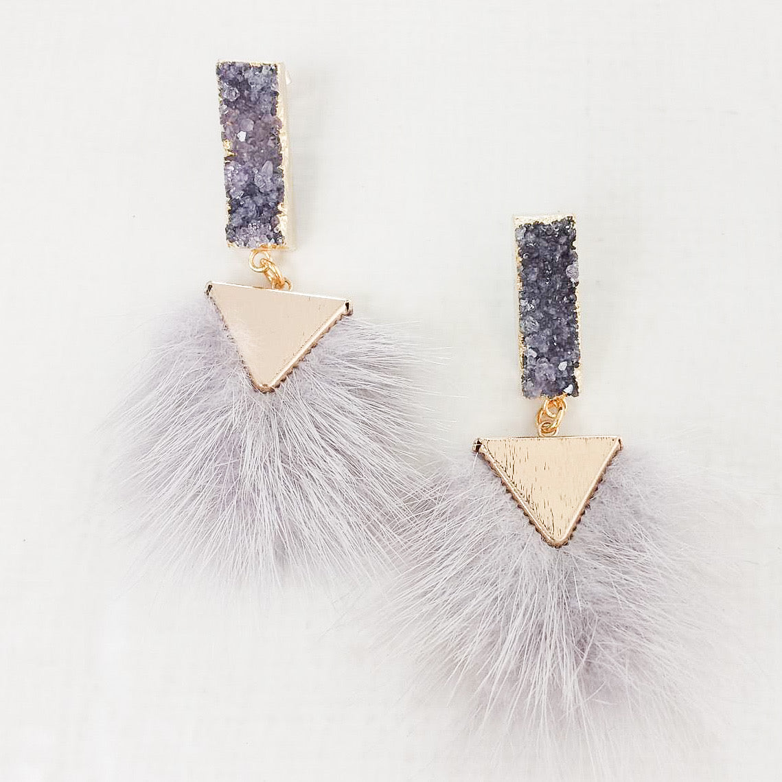 Druzy Stud Fur Drop