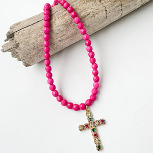 Multicolor Cross on 8mm Beads