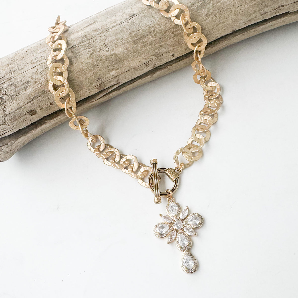 Crystal Flare Cross on Washer – Virtue Jewelry Design