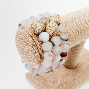 Gemstone Pave Ball Bracelets