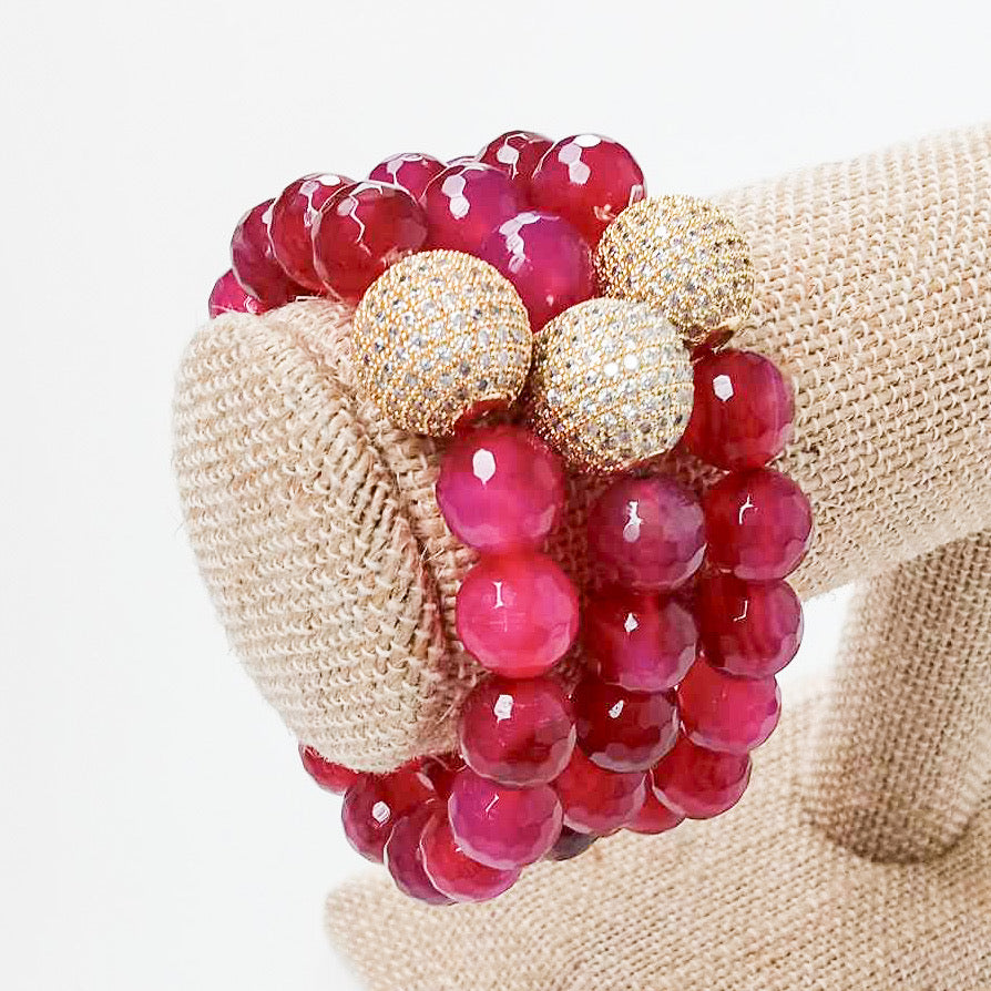 Gemstone Pave Ball Bracelets