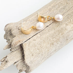 Pearl Semi Hoop Earrings