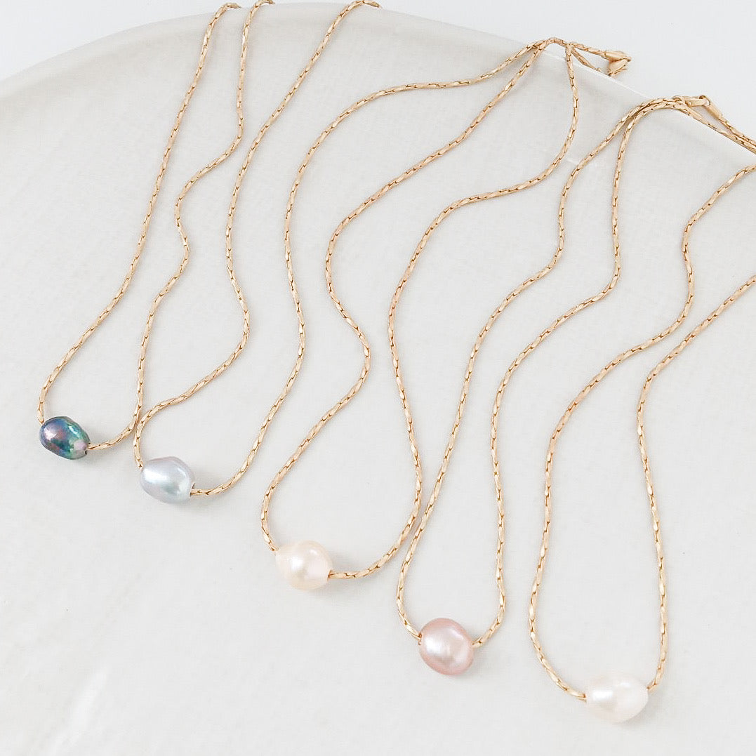 Petite Rope Chain 16” w/ Mini Pearl