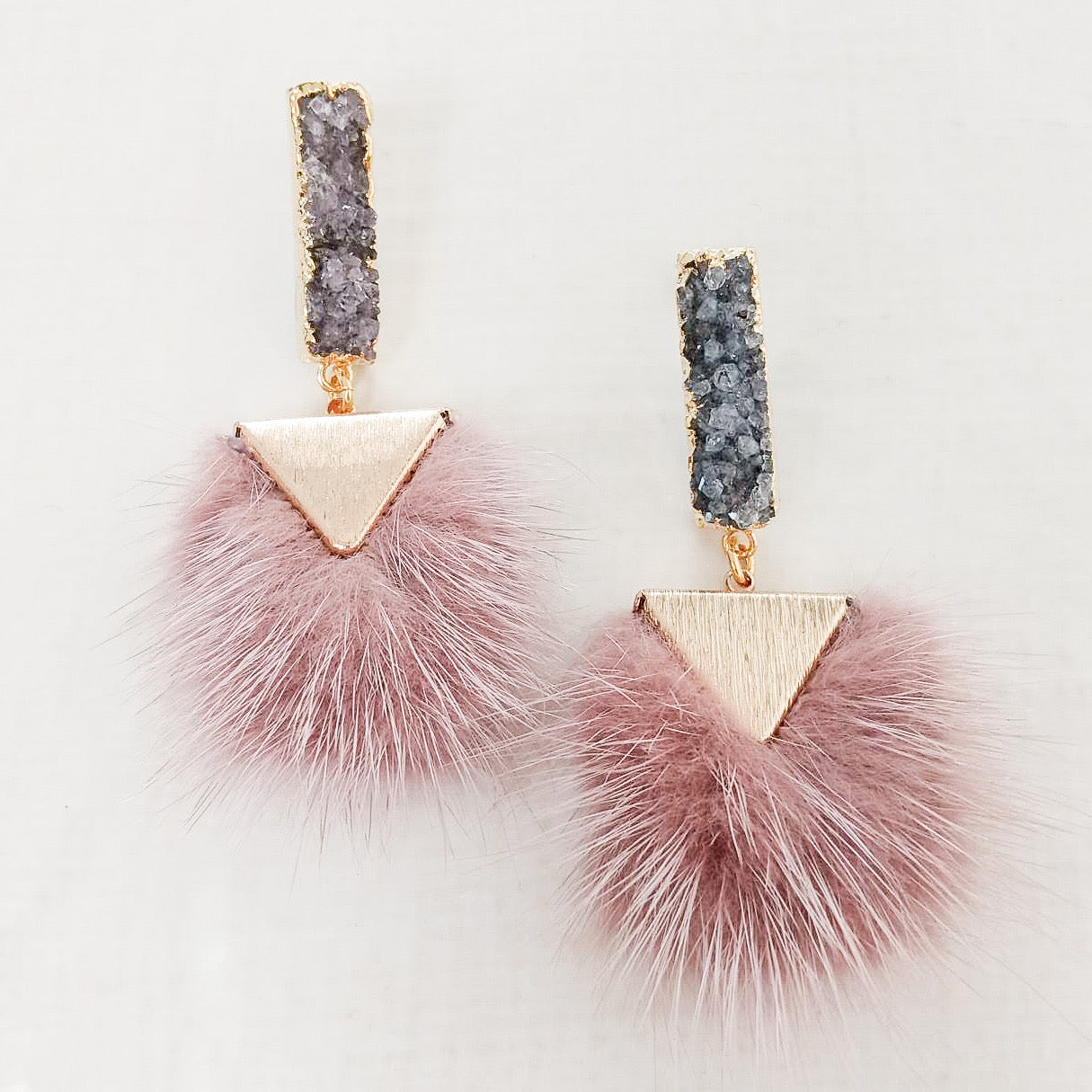 Druzy Stud Fur Drop