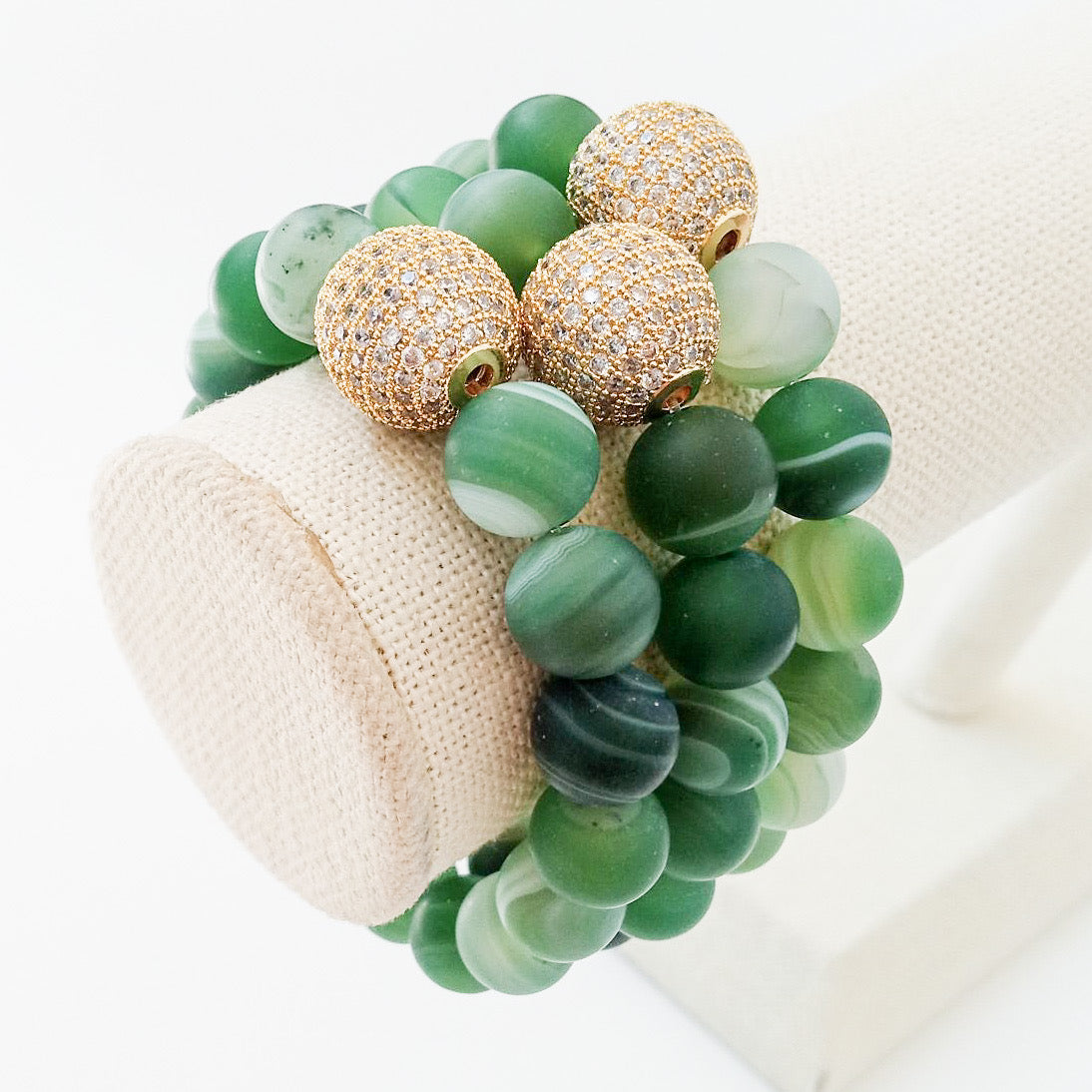 Gemstone Pave Ball Bracelets