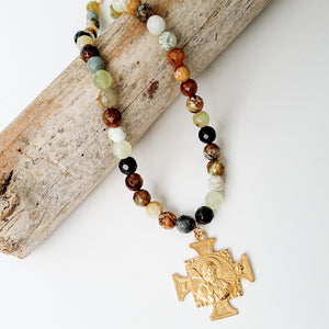 Gemstone Necklace w/ St Ben