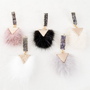 Druzy Stud Fur Drop